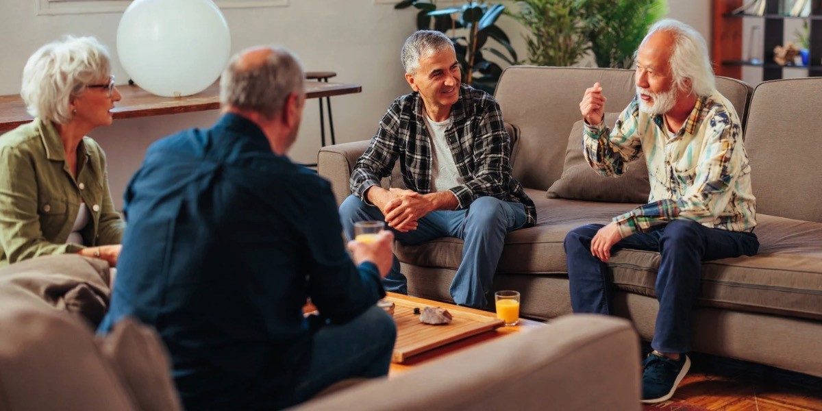 Group of friends at senior living community